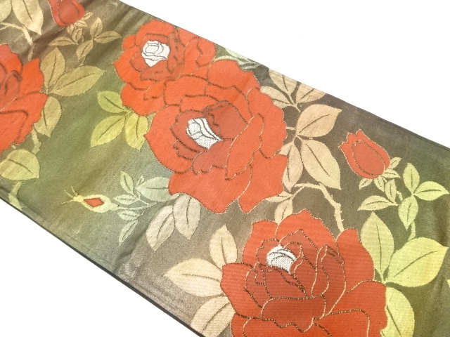 JAPANESE FUKURO OBI / WOVEN ROSE